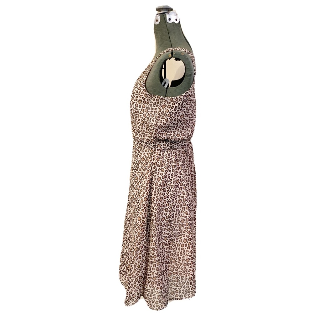 NEW Tan Leopard Animal Print Sleeveless Chiffon Dress A New Day NWT - Picture 5 of 10